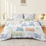 3-Piece Double-Sided Printed Duvet Cover Set Single – Soft Microfiber Bedding with Minimalist Car Cute Design with Zipper Closure,Includes 1 Duvet Cover + 2 Pillowcases Multicolor Generic