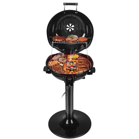 Electric BBQ Grill Techwood 15-Serving Indoor/Outdoor Electric Grill for Indoor & Outdoor Use, Double Layer Design, Portable Removable Stand Grill, 1600W (Stand Black BBQ Grills) Techwood