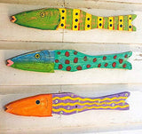 Kalalou A5688 Set of 4 Recycled Wood Folk Art Fish, Multi-Color KALALOU