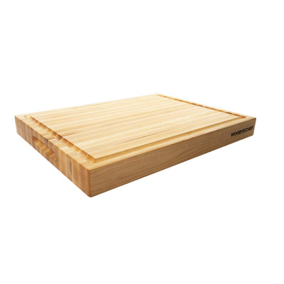 Large Wood Cutting Board from North American Maple - 20x16x1.5 inches - A Reversible Butcher Block that Comes with Juice Groove for Cutting Meat and