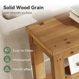 TRIBEWOOD 63-Inch Solid Wood Console Sofa Table, 3-Tier Narrow Farmhouse Entryway Table with 6 Storage Cubes for Living Room, Hallway, Brown TRIBEWOOD