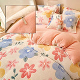 LMONMOO Pink Duvet Cover Queen Size, Fluffy Comforter Cover Set, Kawaii Bunny Bedding Sets for Girl Ultra Soft Cute Floral Bed Set for Kids (Flower, Queen) LMONMOO