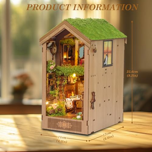 DIY Book Nook Kits for Adults,3D Miniature House Dollhouse with LED,The Secret Treehouse Wooden Bookshelf Insert Booknook,Gifts for Family Friends