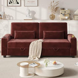 COPIAE Loveseat Sofa, Larger Couch Velvet Fabric with Storage, Charging Ports, Heightened Backrests, Removable Cover Modern Comfy Couches Easy Assembly for Living Room, 88 Inch Burgundy COPIAE