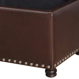 Joveco Leather Storage Ottoman Bench Rectangle 24 Inch Foot Rest Ottomans Stool for Living Room Bedroom(Brown) Joveco