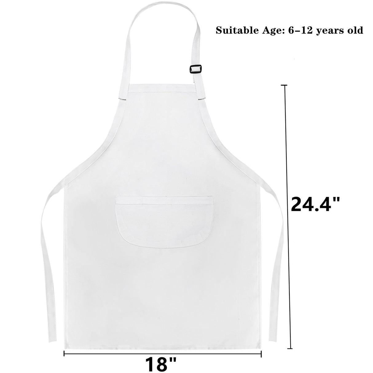 DEAYOU 12 Pack Kids Apron with 2 Pocket, Adjustable Children Chef Apron, White Child Painting Aprons for Cooking, Baking, Crafting, Grilling, Kitchen, Classroom, Party, Activity, Boys, Girls DEAYOU