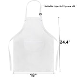 DEAYOU 12 Pack Kids Apron with 2 Pocket, Adjustable Children Chef Apron, White Child Painting Aprons for Cooking, Baking, Crafting, Grilling, Kitchen, Classroom, Party, Activity, Boys, Girls DEAYOU
