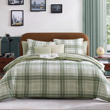 AMBERSPACE Twin XL Comforter Set, Green Plaid Bedding Set 5 Piece for Boys Girls Teen, Classic Homestead-Style Kids Comforter Set Bed in A Bag with Sheets, Pillowcase & Sham AMBERSPACE