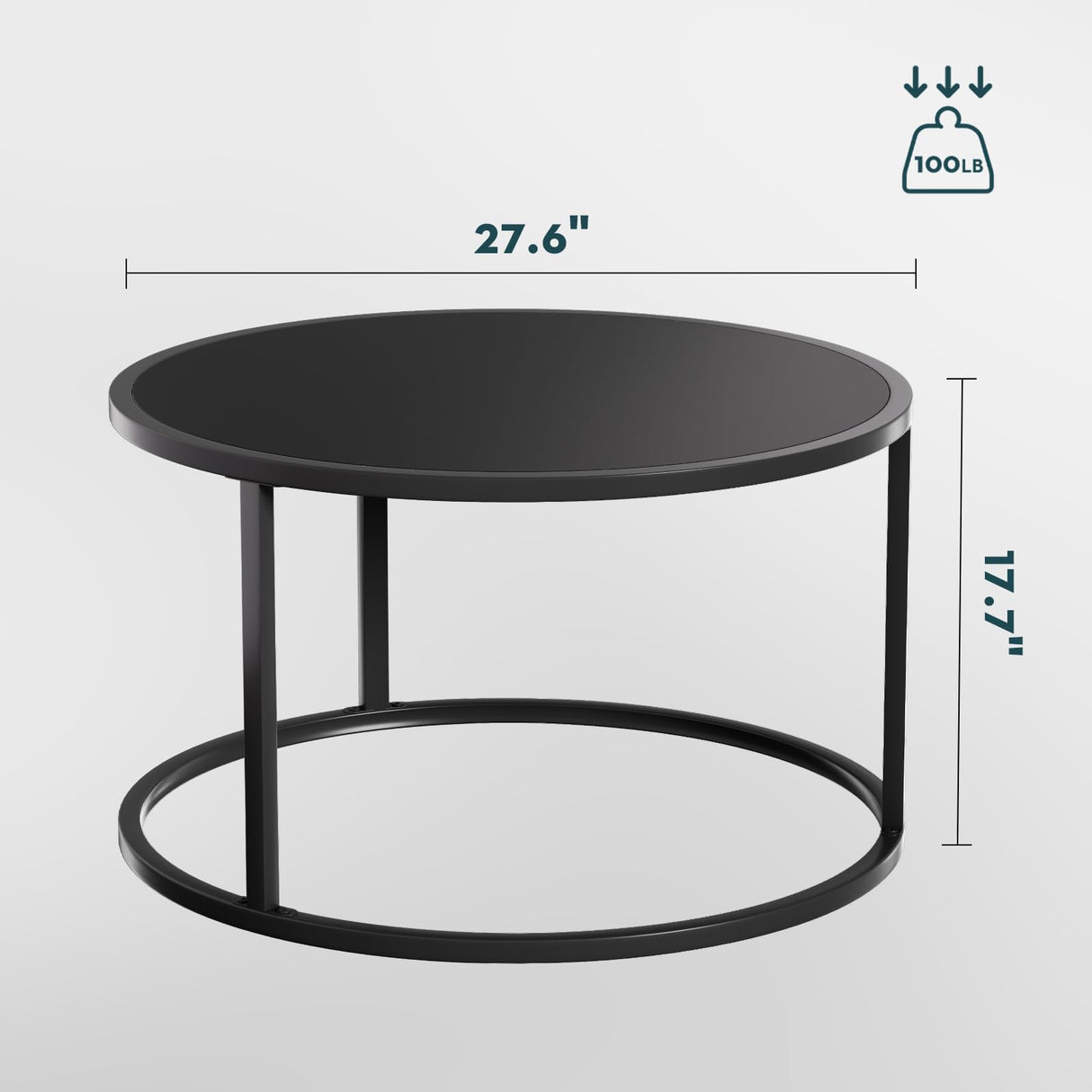SAYGOER Small Round Coffee Table, Black Coffee Tables for Living Room, Modern Center Table for Small Space Home Office Gardern, 27.6 × 27.6 × 17.7inch, Black SAYGOER