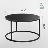 SAYGOER Small Round Coffee Table, Black Coffee Tables for Living Room, Modern Center Table for Small Space Home Office Gardern, 27.6 × 27.6 × 17.7inch, Black SAYGOER