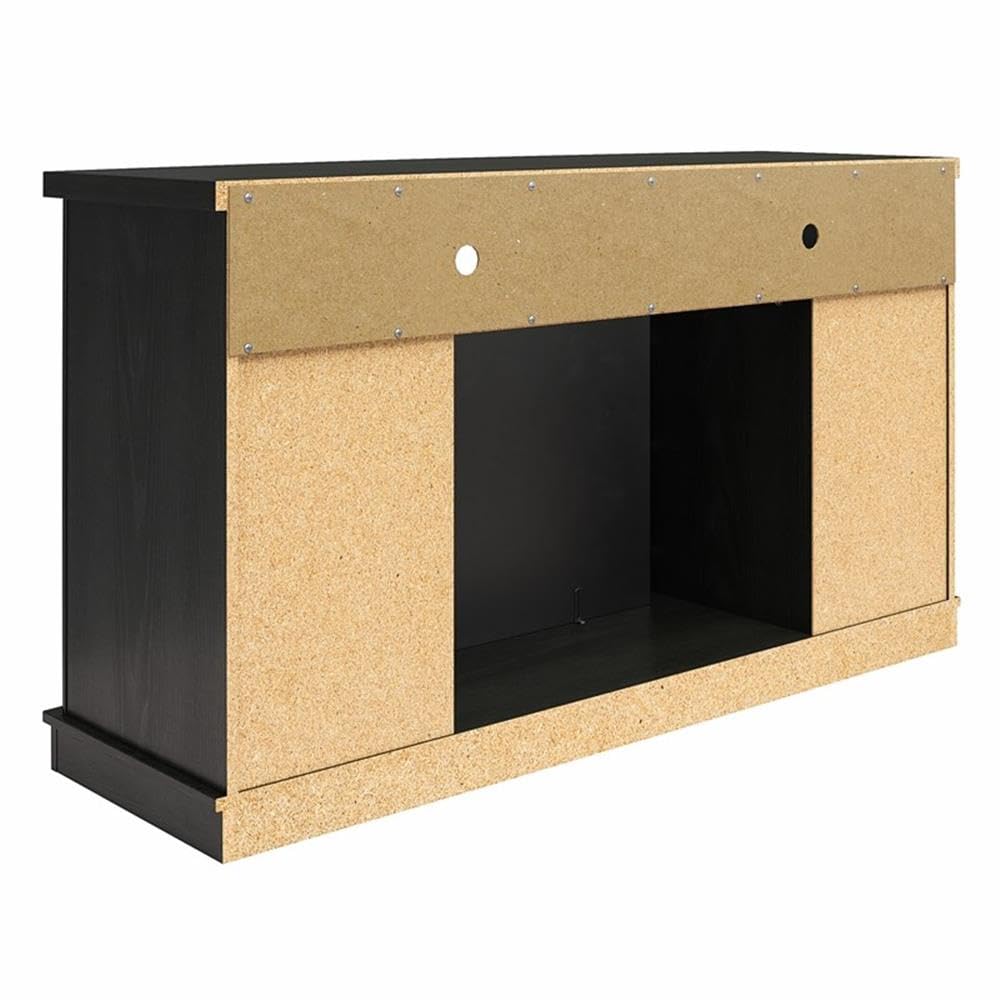 Ameriwood Home Barrow Creek Fireplace TV Stand for TVs up to 60 Inch, Replaceable Electric Fireplace Insert Heater, Remote Control, Timer, Realistic Log and Flame Effect, Black Oak Ameriwood Home