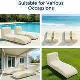 ZealWe Bean Bag Chair Set of 2 Outdoor Patio Lounge Chair with Back Support, Chaise Lounge Chair Waterproof Beach Bean Bag Couch for Adults, Memory Foam Filled for Poolside Balcony, Beige