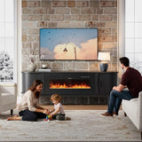 Decofy 70″ Fluted Fireplace TV Stand for 80″ TVs, Remote & Touch Control, Adjustable Flame Colors & Temperature Entertainment Center with Storage, Modern Media TV Console Table for Living Room (Black) Decofy