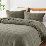 Lush Decor Logan Stone Washed Cotton Quilt 3 Piece Set King/California King Sage - Rustic Bedding Set - Soft Green Quilt - Lightweight - Minimalist & Boho Bedroom Decor Lush Decor