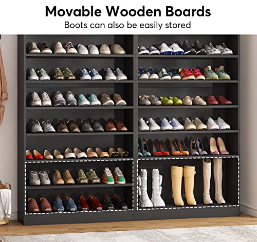 Tribesigns Shoe Cabinet, 9 Tiers 40-45 Pairs Heavy Duty Wood Freestanding Shoe Storage Cabinet, 70.8'' Tall Shoe Cabinet with Open Storage for Entryway, Black Tribesigns