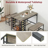 Garvee Dining Table Set for 4, Kitchen Table Set for 4 with 2 Benches, 3 Piece Dining Room Table Set for Small Space Apartment, Grey Garvee