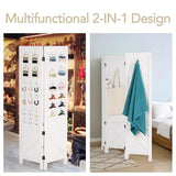 Wnutrees 4 Panel Pegboard Display, 5 Ft Wood Folding Privacy Screens Room Divider, Portable Freestanding Display Board for Craft/Art Shows, Retail, Events, Wall Organizer, Rustic Barnwood, White Wnutrees