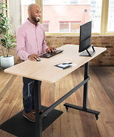 Stand Steady Tranzendesk | 55 Inch Standing Desk with Detachable Wheels | Crank Height Adjustable Sit to Stand Workstation | Modern Ergonomic Desk Supports 3 Monitors (Maple) Stand Steady
