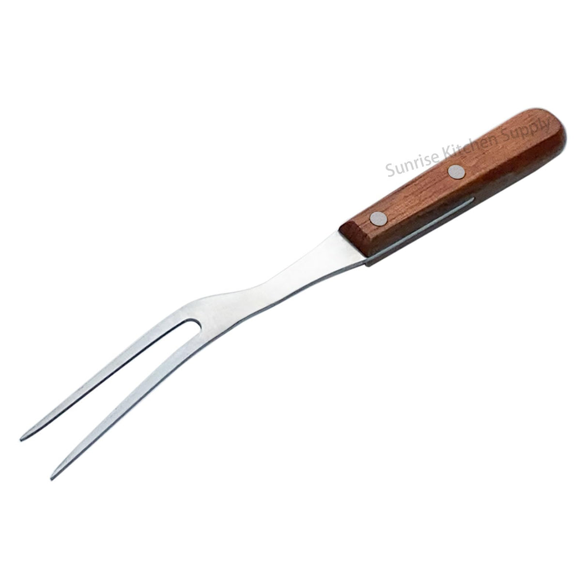 Sunrise Kitchen Supply Stainless Steel Turner Spatula & Meat Fork with Wood Handle (10.5" Fork) SUNRISE