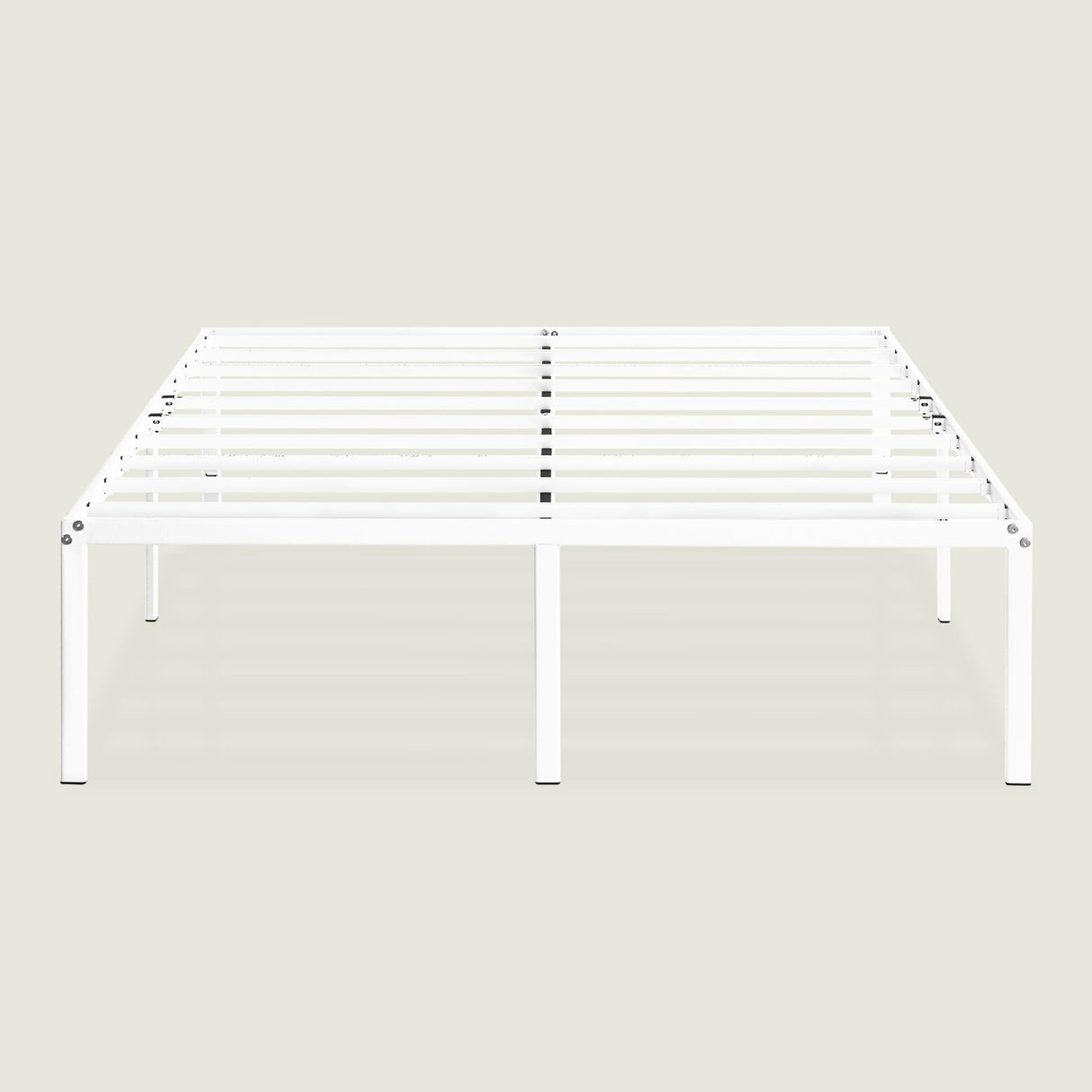 Best Price Mattress 16 Inch Metal Platform Bed Frame, Heavy Duty Steel Slats, White, Full Best Price Mattress