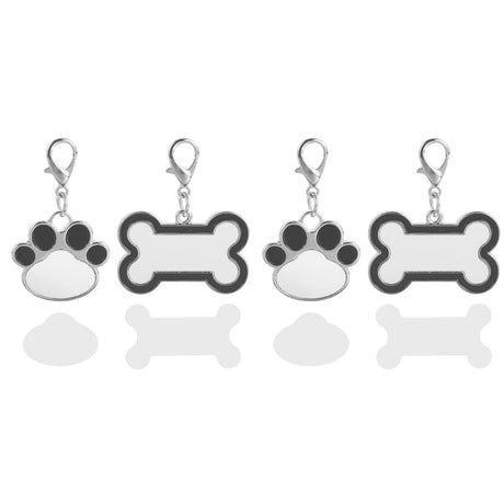 LOGOFUN 4Pcs Sublimation Blank Dog Tag Bone Paw Shaped Pet Tags Blank Name Tag Craft Pet Supplies (Black) LOGOFUN