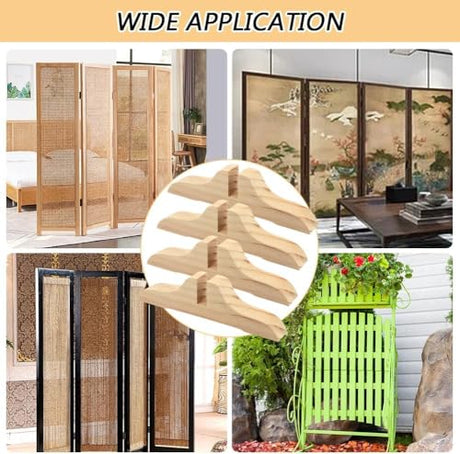 4pcs Folding Room Divider Stand,Wooden Room Divider Stand with Screws,Folding Privacy Screen Holder, Room Screen Holder Feet Partition for Hotel Home Office (Wood) YtotY