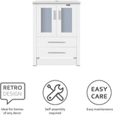 eclife 72" Modern Bathroom Vanity Sink Combo White W/Small Side Cabinets Blue Boat Glass Vessel Sink & Water Save Faucet & Pop Up Drain (2A29BU) eclife