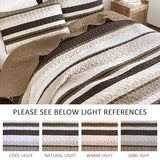 WONGS BEDDING Quilt Set Queen Size, Brown Striped Pattern Bedspread,Lightweight Summer Coverlet Bedding Set for Bed 96"x90" WONGS BEDDING