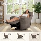 Chizzyseat Nursery Rocking Chairs Comfy High Back 360 Swivel Rocker Recliner with 2 Pillows Glider Recliner Nursery Chair for Adults Small Spaces Nursing Bedroom Living Room Brown