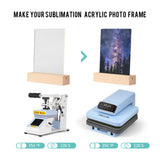 PYD Life 4 Pack Sublimation LED Acrylic Photo Frames Night Lights Glitter Blanks 5" x 7" with Warm Color Light,with Wood Stand for Heat Press Machine Printing PYD Life