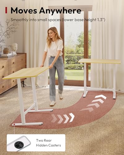 SANODESK Mobile Workstation Standing Desk with Gas-Spring Lift, Rolling Desk 32x20''Adjustable Height, One-Piece Desktop Workstation，Walking Pad & Treadmill Compatible, Portable Home Office SANODESK