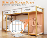 ODK Vanity Desk with Fabric Drawers & Storage Shelves, Makeup Dressing Table, Home Office Desks for Bedroom, Modern Writing Desk,White Marble and Gold Leg, 48"x16" (No Mirror) ODK