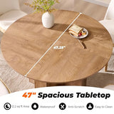 OKD 47" Round Dining Table for 4 People, Modern Pedestal Kitchen Table with Stable Cross Base & Thick Wood Top, Circle Dinner Table for Dining Room, Kitchen, Living Room, Light Tree Knot (Table Only) OKD