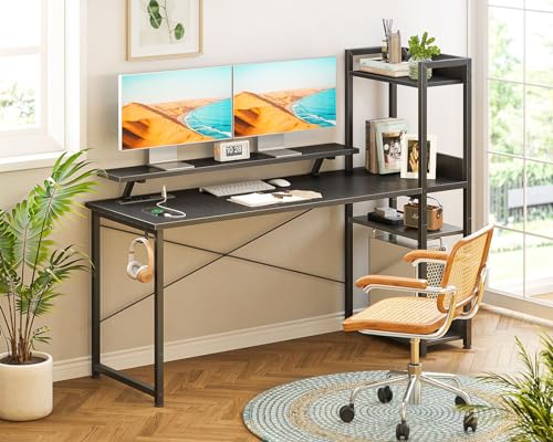 ODK 55 Inch Reversible Gaming Desk with USB Charging & Storage Solutions in Carbon Fiber Black ODK