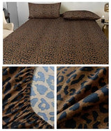 Leopard Pattern Fitted Sheet King Size Soft 100% Microfiber Bedding Sheet with 15" Deep Pocket 1 Piece Fitted Sheet Animal Cheetah Printed Farmhouse Bedding Sheet Cozy Mattress Cover King Bed Sheet LifeTB