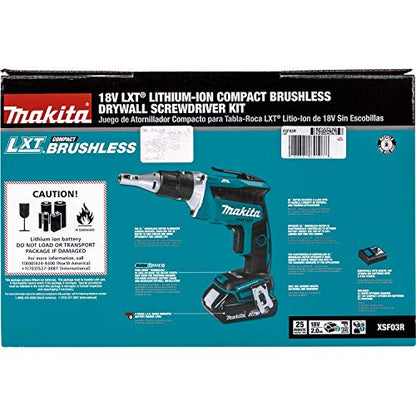 Makita XSF03R 18V LXT Lithium-Ion COMPACT Brushless Cordless Drywall Screwdriver Kit (2.0Ah) - WoodArtSupply