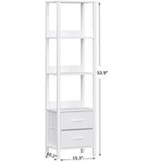 VIMBER Tall Bookshelf with Drawers, 6-Tier Bookcase for Books, Garage Kit, CDs, Movies, Modern Standing Bookshelves Storage Organizer for Bedroom Office Living Room White USSJ002W VIMBER