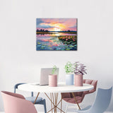 ‌Paint by Numbers Kit for Adults Sunset Lake Landscape Painting DIY Art with 16x20 Inch Canvas Acrylic Paints and Brushes Impressionist Style Scenery Relaxing Hobby Gift Idea TUMOVO