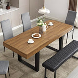 STHOUYN 63”-79” Extendable Dining Room Table, Modern Farmhouse Wooden Kitchen Table, Long Expandable Dining Table for 6 8 10, Large Expanding Tables Conference Tables (Walnut Brown) STHOUYN