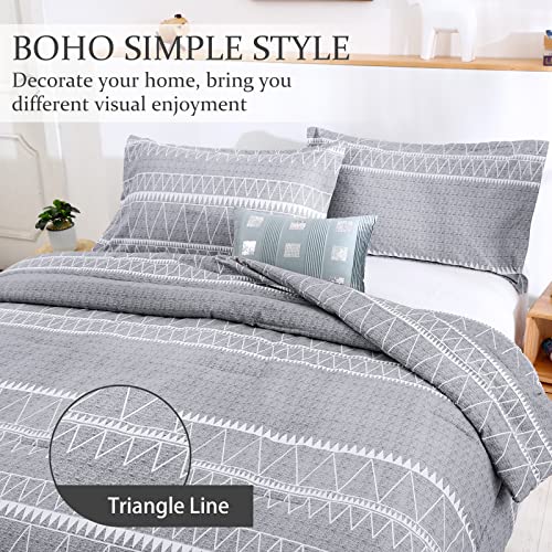 WONGS BEDDING Grey Comforter Set Twin, Reversible Gray Boho Down Alternative Comforter Set for All Season - 2 Pieces (1 Comforter + 1 Pillowcase), Microfiber Bedding Filling Duvet Set 68"x86" WONGS BEDDING
