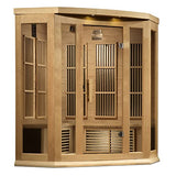 DYNAMIC SAUNAS Maxxus MX-K356-01 Elite 3-Person Corner Near Zero EMF (Under 2 MG) FAR Infrared Sauna, (Canadian Hemlock) Curb Side Delivery DYNAMIC SAUNAS