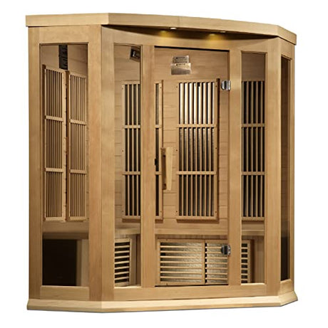 DYNAMIC SAUNAS Maxxus MX-K356-01 Elite 3-Person Corner Near Zero EMF (Under 2 MG) FAR Infrared Sauna, (Canadian Hemlock) Curb Side Delivery DYNAMIC SAUNAS
