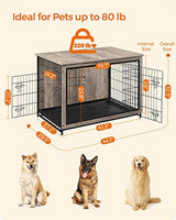 Feandrea 44.1" Dog Crate Furniture, Indoor Dog Cage Side End Table, XL Pet Wood Kennel for Large and Medium Dogs up to 80 lb with Multi-Purpose Removable Tray, Double-Door Pet House, Greige Feandrea