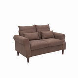 Panana Modern Sofa 54.5" Loveseat Couch with Cushion Back and Arms, 2 Seater Sold Wood Legs Sofa (Brown Linen, Rolled arm) Panana