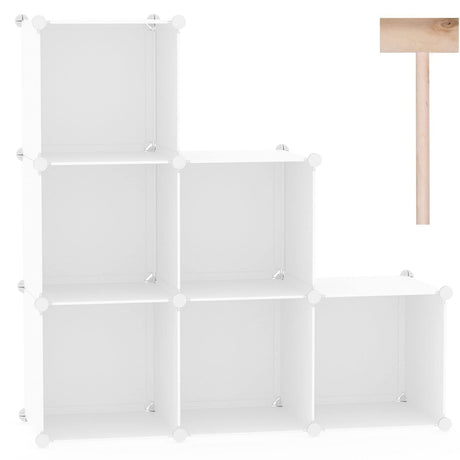 C&AHOME 6-Cube Storage Organizer, Stackable Storage Cubes Shelves, Portable Bookshelf, Plastic Clothing Storage Closet Organizer, DIY Modular Shelving Units for Wardrobe, Home, Milky C&AHOME