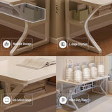 OSCHF Extra Long Desk with Bookshelf - 63" Double Long Writing Table for 2-Person Workstation, Modern Study Work Computer Desk for Home and Office, Warm White OSCHF
