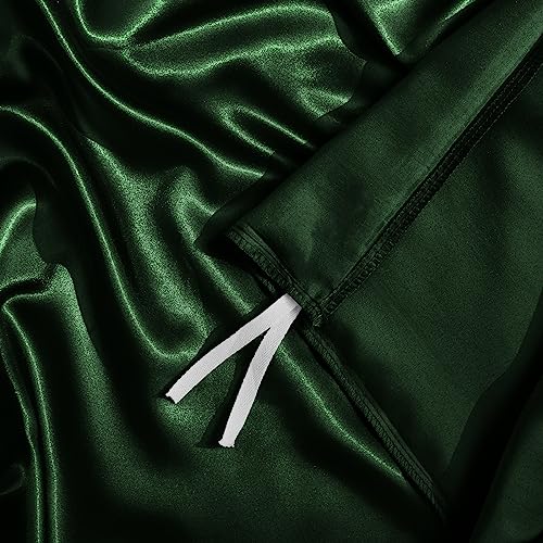 Horbaunal 5 Pieces Satin Duvet Cover Set King Size Emerald Green Duvet Cover with Corner Ties & Zipper Closure, Luxury & Silky Bedding Set, 1 Duvet Cover and 4 Pillowcases (No Comforter) Horbaunal