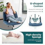OLIXIS Criss Cross Chair with Wheels Wide Cross Legged Office Desk Vanity Chair Comfy Fabric Armless Adjustable Swivel for Home Computer Task Blue OLIXIS