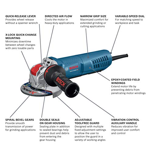 Bosch GWX13-50VSP 5 In. X-LOCK Variable-Speed Angle Grinder with Paddle Switch - WoodArtSupply