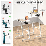 Enayplon Small Standing Desk with Wheels, Portable Treadmill Desk, Rolling Desk Adjustable Height for Laptop, Mobile Standing Table for Walking Pad, Bedside Table Enayplon
